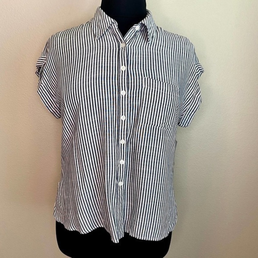 NWT Women’s Plus Style & Co Stripe Camp Shirt